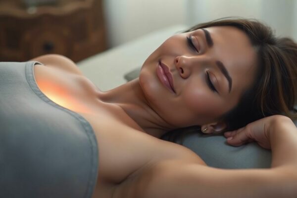 Person resting peacefully after an energy healing session.